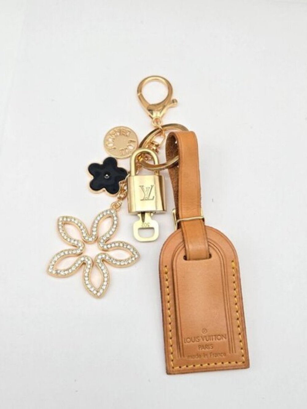 Authentic Louis Vuitton Luggage Nametag and Gold Padlock with Unbranded Keycharm - Picture 2 of 13
